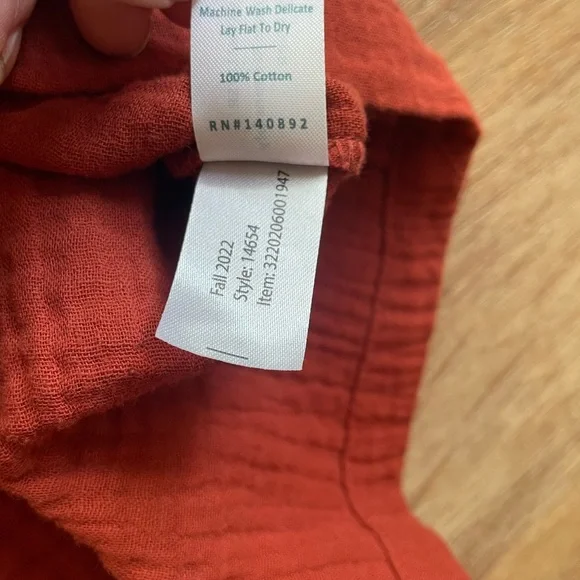 Marine Layer Rust Gauze Puff Sleeve Tiered Midi Dress Women’s XS Soft Cotton - Picture 3 of 5